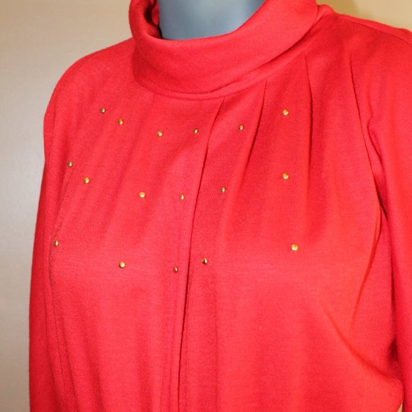 Vintage Raoul Red Dress With Gold Accents - Picture 2 of 9